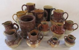 Selection of Doulton Lambeth hunting / harvest jugs etc