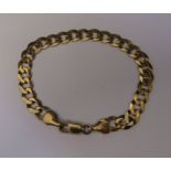 9ct gold flat curb chain bracelet weight 9.46 g L 20 cm