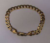 9ct gold flat curb chain bracelet weight 9.46 g L 20 cm