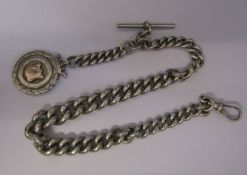 Silver fob and chain L 35 cm weight 3.65 ozt (fob Birmingham 1932, chain 1876)