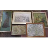 Various prints and maps inc Birds eye view of Birmingham (sample shown)