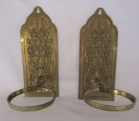 Pair of Victorian brass wall lamp holders H 32 cm