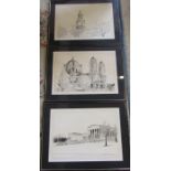 3 framed limited first edition prints by Lawrence McIntyre 'Hayes Hall University of Buffalo' 151/