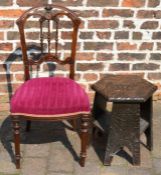 Victorian chair & an early 20th century carved octagonal occasional table