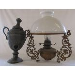 German Zimmermann & Co oil lamp H 48 cm and a pewter samovar (af)