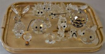 A collection of Swarovski & Swarovski style glass ornaments (some damaged)