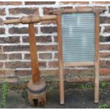 Early 20th century wash board & a wash dolly