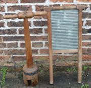 Early 20th century wash board & a wash dolly