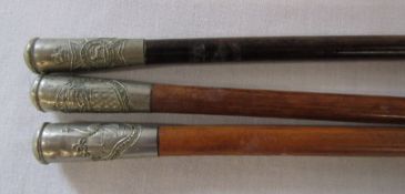 3 bamboo swagger sticks - Royal Rhodesian regiment, Northern Rhodesian Defence Force and Northern