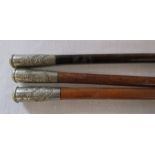 3 bamboo swagger sticks - Royal Rhodesian regiment, Northern Rhodesian Defence Force and Northern