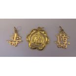 3 Chinese 14K gold pendants, weight 4.23 g