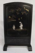 Early 20th century black lacquered firescreen 71 cm x 43 cm