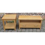 Kevin P Burks/Cobweb Craft oak bespoke TV stand & small table 54cm by 54cm Ht 57cm