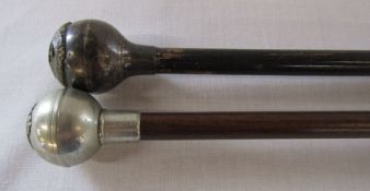 2 ball top swagger sticks - Royal St Vincent Police & Hong Kong Police L 66 cm and 62 cm