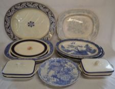 Various meat dishes, Chinese plate & 2 tureens