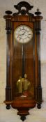 FHE Vienna regulator wall clock with twin train weight driven mechanism in a mahogany & ebonized