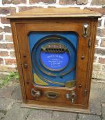 Early / mid 20th century Allwin De Lux amusement arcade penny slot machine, oak case, full working