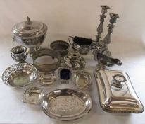 Various silver plate inc tureen, candlesticks, dishes etc