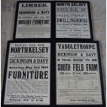 4 framed early 20th century auction posters relating to Limber, North Kelsey & Yaddlethorpe. Largest