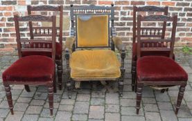 Victorian armchair & 4 Victorian dining chairs for renovation