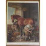 Framed Pears print 'Shoeing the bay mare' 51 cm x 67 cm