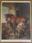 Framed Pears print 'Shoeing the bay mare' 51 cm x 67 cm