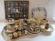 Large quantity of ceramics including collectors plates & character jugs, etc, framed knot