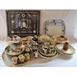 Large quantity of ceramics including collectors plates & character jugs, etc, framed knot