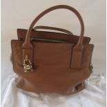 Michael Kors brown leather handbag (size excluding handes 30 cm x 29 cm), few marks to interior,
