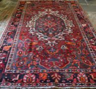 Vintage multicoloured ground Persian baklava carpet with traditional design 304cm by 195cm