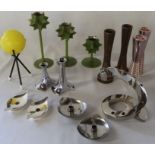 Selection of retro / modern candlesticks including WMF, Dansk designs, Cohr silver plated & Robe