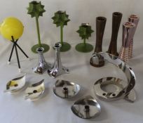 Selection of retro / modern candlesticks including WMF, Dansk designs, Cohr silver plated & Robe