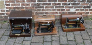 3 cased Singer sewing machines - 11275292 (1873), EC572673 (1939) and F9845241 (1910)