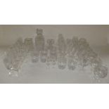 Large quantity of cut glass glassware etc inc decanter, champagne flutes, wine glasses and tumblers