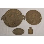 4 Victorian brass safes plaques