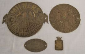 4 Victorian brass safes plaques