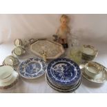 Various ceramics inc Wedgwood and Noritaki, glassware, silver plate and a Canadian Reliable doll
