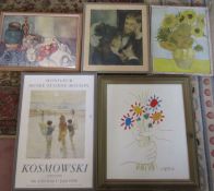Assorted framed prints inc Picasso, Van Gogh and Kosmowski