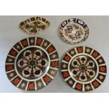 2 Royal Crown Derby Old Imari 1128 pattern plates - 10.5in & 8.5in, S & Co saucer & Abbeydale