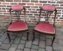 Pair of early 20th century Thos Fletcher House Furnisher mahogany salon chairs with Prince of