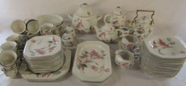 Large quantity of Mikasa 'silk flowers' part dinner / tea service (some plates not shown) (2 boxes)