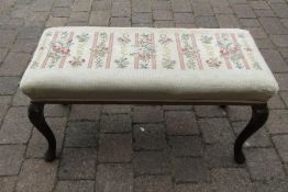 Piano stool with brass inlay and tapestry seat