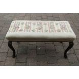 Piano stool with brass inlay and tapestry seat