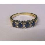 9ct gold sapphire and diamond ring, size P, weight 3 g