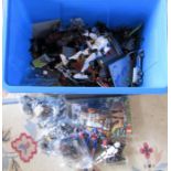 Large container containing assorted Lego (unchecked), Transformers and action figures etc