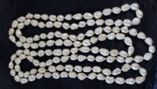 Large freshwater pearl necklace, drop length 78cm