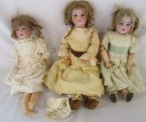 3 German bisque head dolls consisting of 2 by Armand Marseille - 390 A2M 46 cm and 390 DRGM 246 A