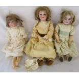 3 German bisque head dolls consisting of 2 by Armand Marseille - 390 A2M 46 cm and 390 DRGM 246 A