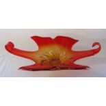 Large orange and yellow splash bowl L 55 cm