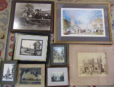 Lincolnshire interest - large quantity of framed prints of Louth and surrounding area and